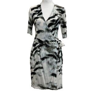 Roberto Cavalli Just Cavalli Black & White Print Wrap Mini Dress